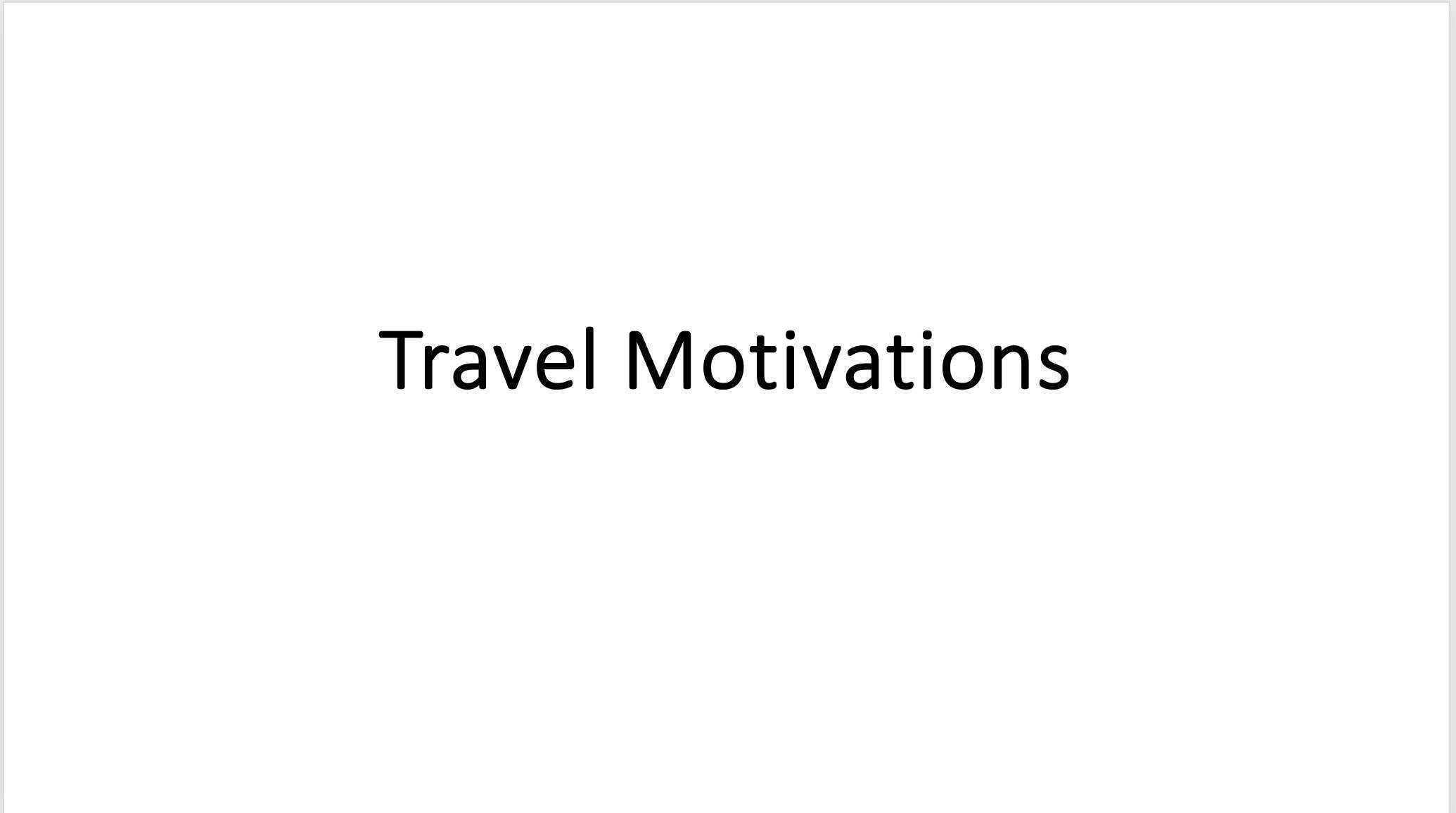 Travel Motivation